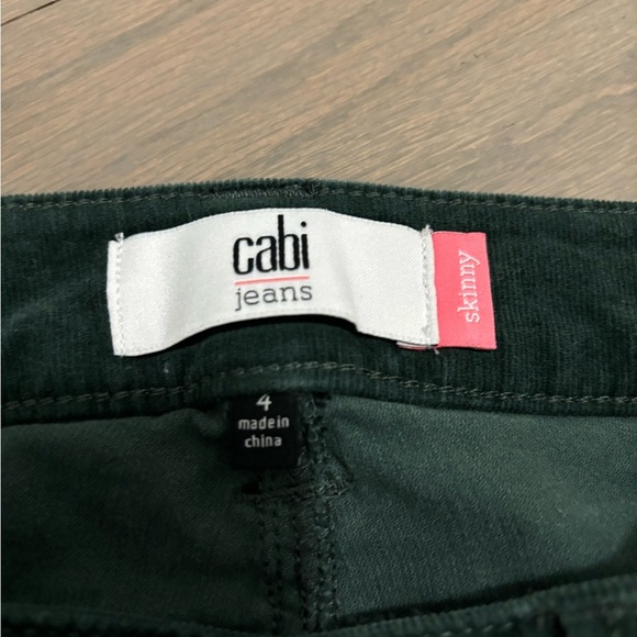 Cabi Skinny Cord Forest Green Size 4 - Picture 4 of 8